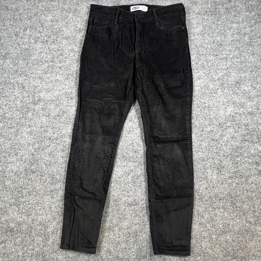 Old Navy Rockstar Super Skinny Pants Womens 10 Black Corduroy Stretch Mid Rise